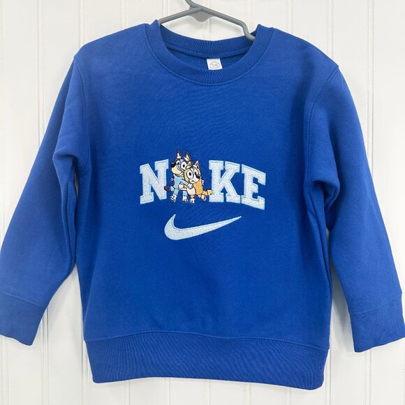 Nike Bluey Bingo TODDLER Unisex Sweatshirt Embroidered Fleece Dog Sisters - Picture 1 of 11